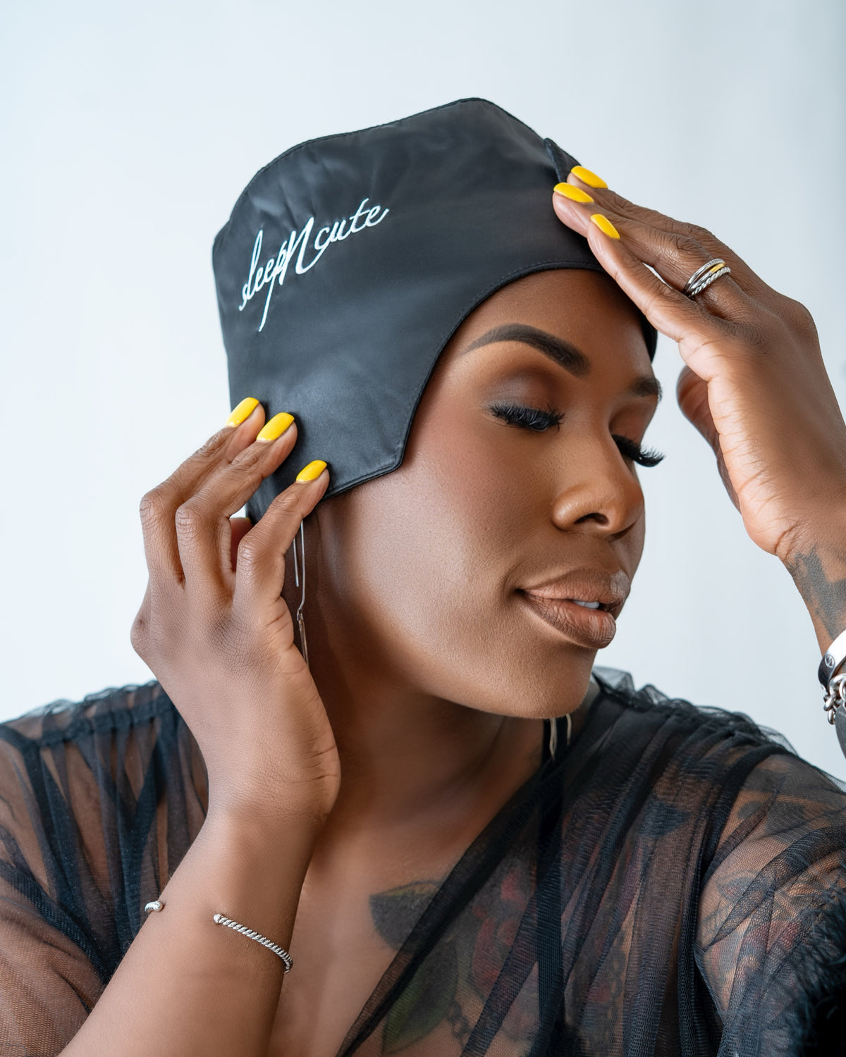 Sleep N Cute satin headwrap for overnight hair protection